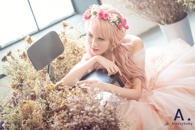 粉紅色新娘頭髮造型,特殊髮色新娘髮型,新娘造型,新娘髮型作品,台北新秘