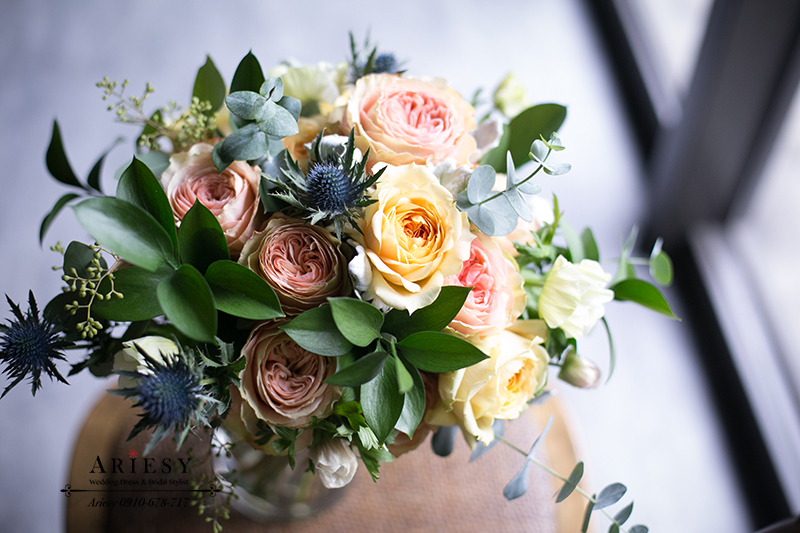 歐美風捧花,黃橘色新娘捧花,新娘秘書手作新娘捧花, bridal bouquet,美式捧花, Bouquet of flowers