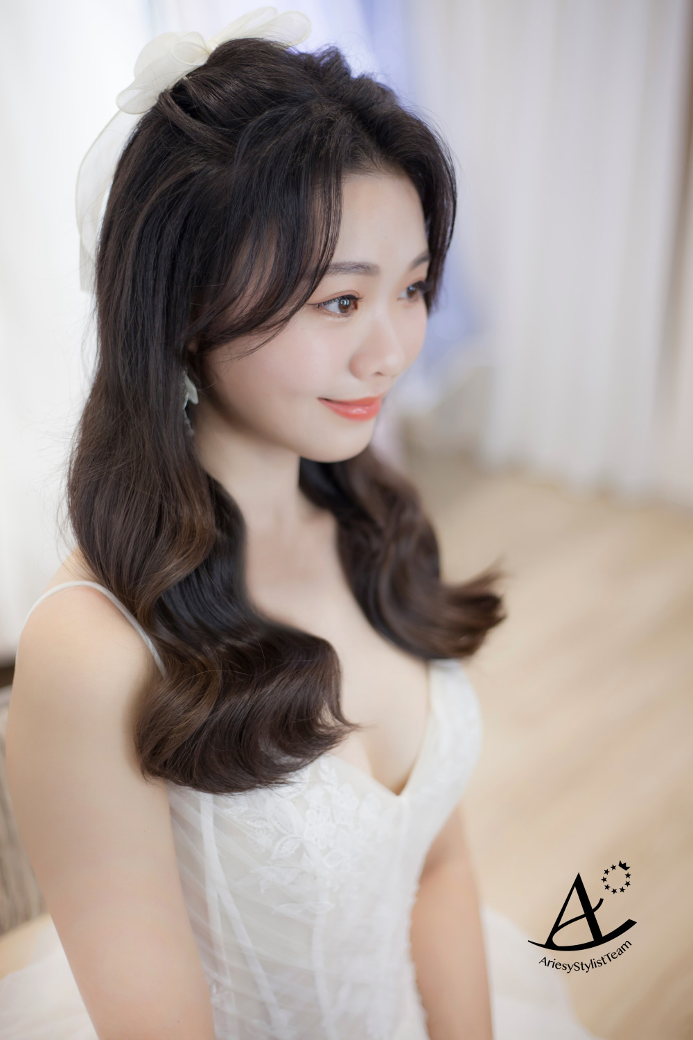 新秘,台北新祕,韓風新娘,白紗造型,新娘造型,自然精緻妝感,蝴蝶結,AriesyWedding