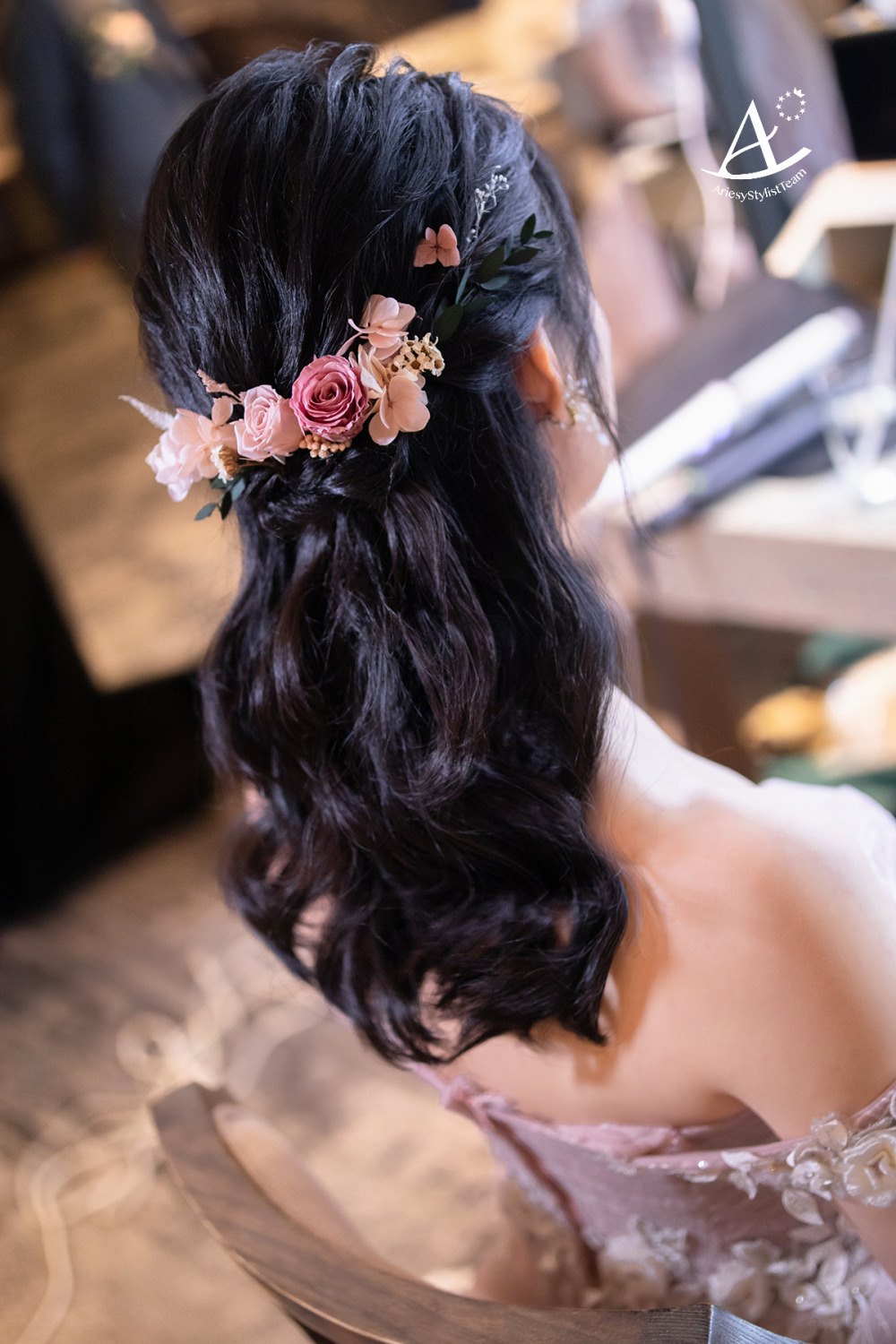 敬酒,花藝公主頭,仙氣,手挽花,永生花