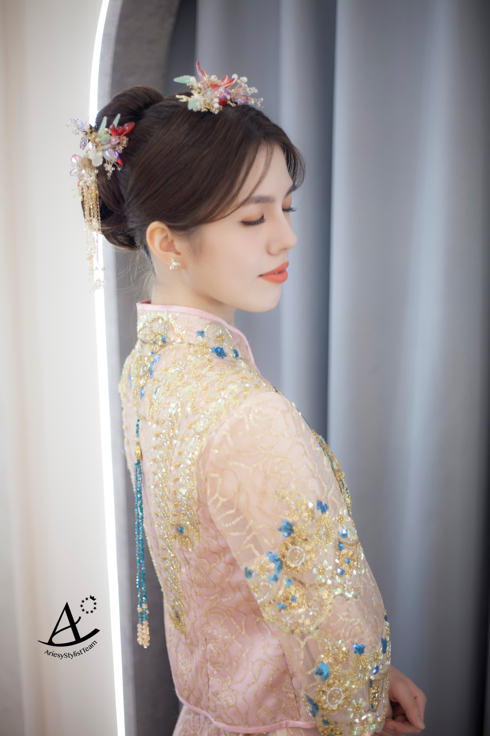 新娘秘書,台北新祕,中式龍鳳掛,中式新娘,新娘造型,自然精緻妝感,新秘,AriesyWedding