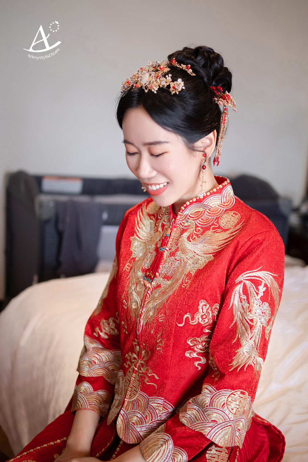 新娘秘書,圓山飯店,秀禾服,中式婚禮,文定造型,黑髮新娘,新娘造型,新娘妝感