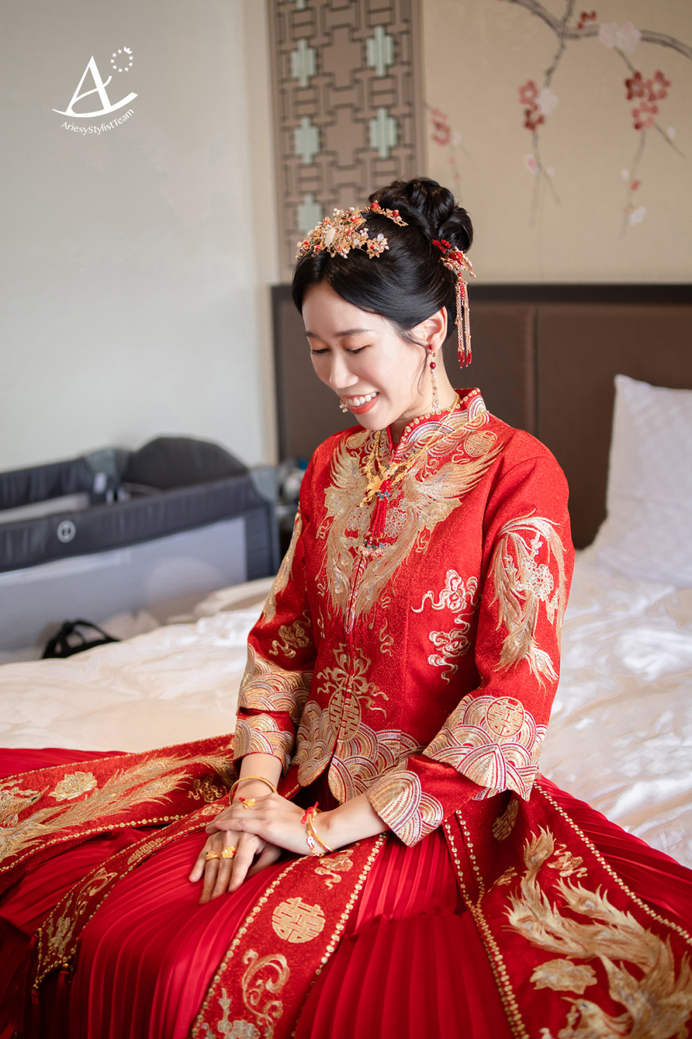 新娘秘書,圓山飯店,秀禾服,中式婚禮,文定造型,黑髮新娘,新娘造型,新娘妝感