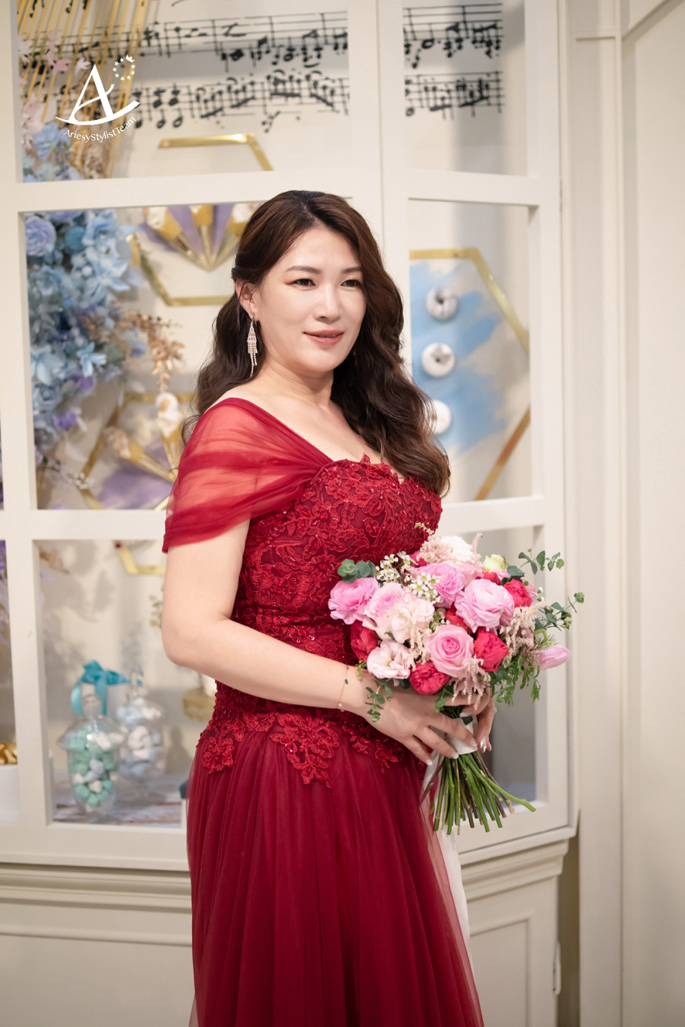 送客造型,紅色禮服, 88樂章婚宴,新娘造型,新娘妝感