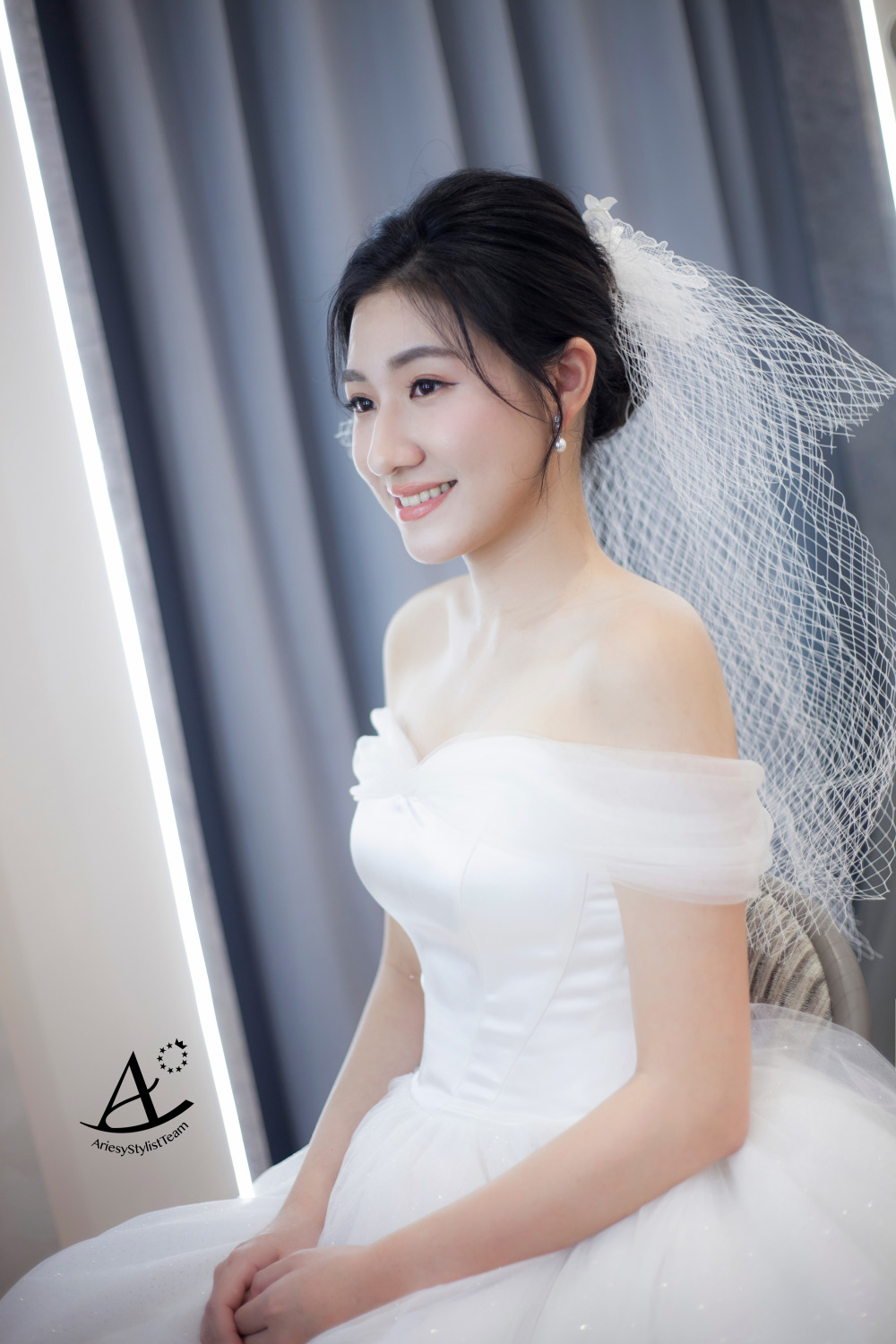 台北新秘,新娘秘書,白紗造型,氣質典雅微美式,新娘造型,愛瑞思手工婚紗,黑髮造型