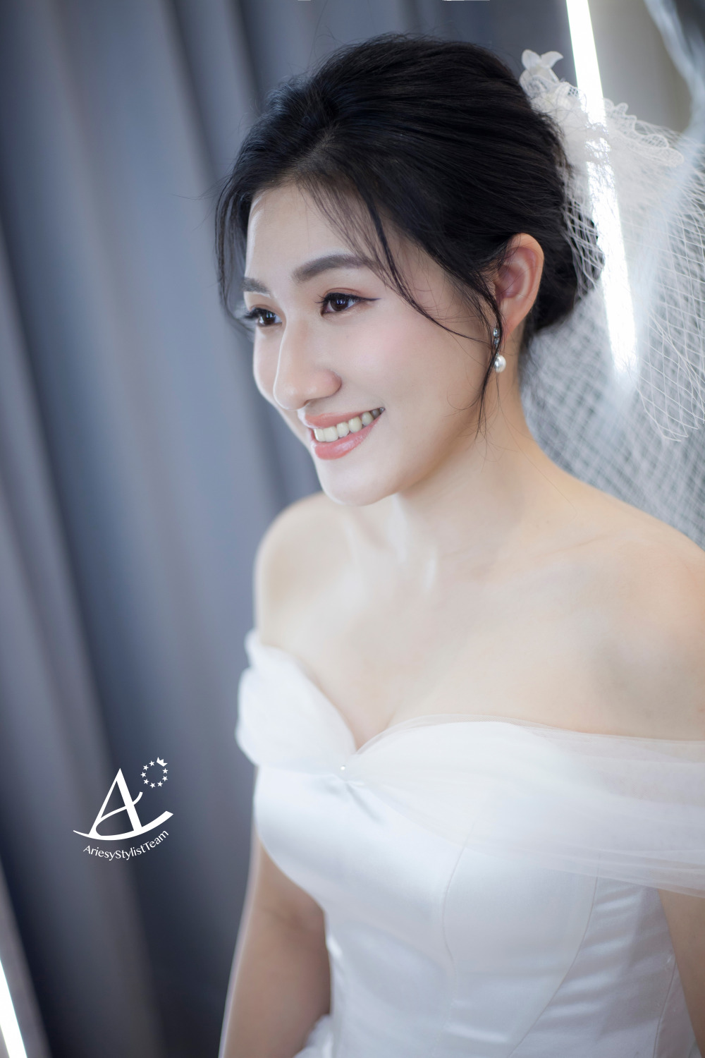 台北新秘,新娘秘書,白紗造型,氣質典雅微美式,新娘造型,愛瑞思手工婚紗,黑髮造型