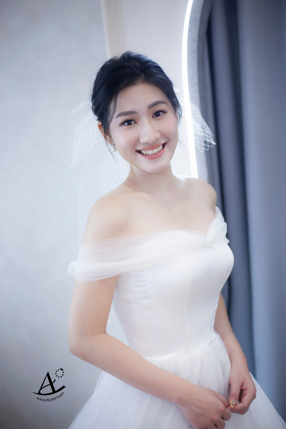 台北新秘,新娘秘書,白紗造型,氣質典雅微美式,新娘造型,愛瑞思手工婚紗,黑髮造型