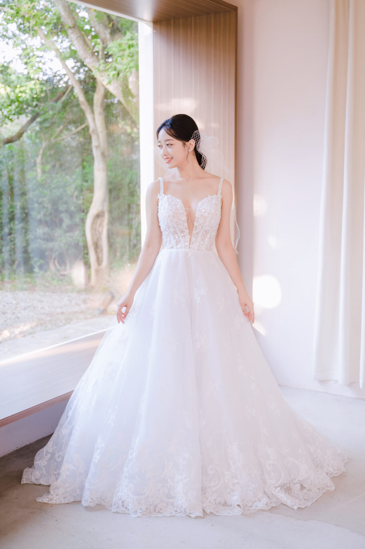 深V白紗,宴客白紗,長裙擺白紗,手工禮服,夢幻系白紗 