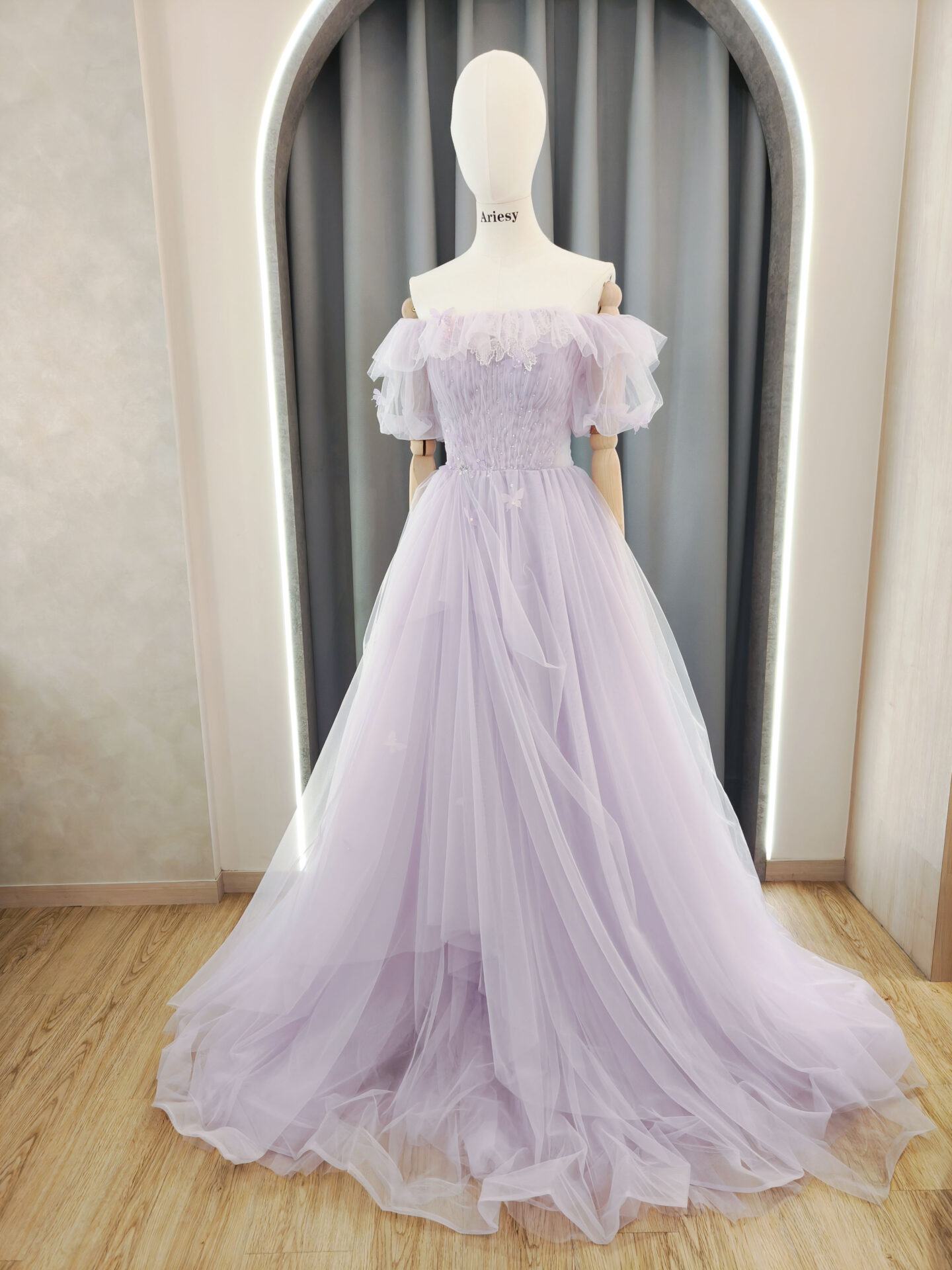 愛瑞思禮服,紫色禮服,紫色甜美婚紗,禮服出租,仙女款飄紗禮服