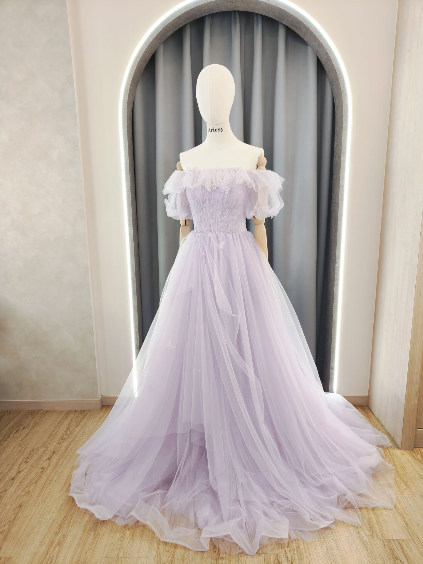 愛瑞思禮服,紫色禮服,紫色甜美婚紗,禮服出租,仙女款飄紗禮服