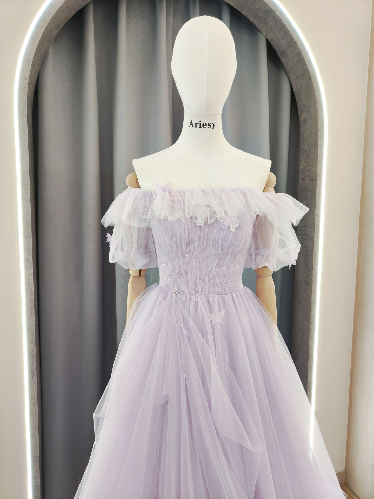 愛瑞思禮服,紫色禮服,紫色甜美婚紗,禮服出租,仙女款飄紗禮服