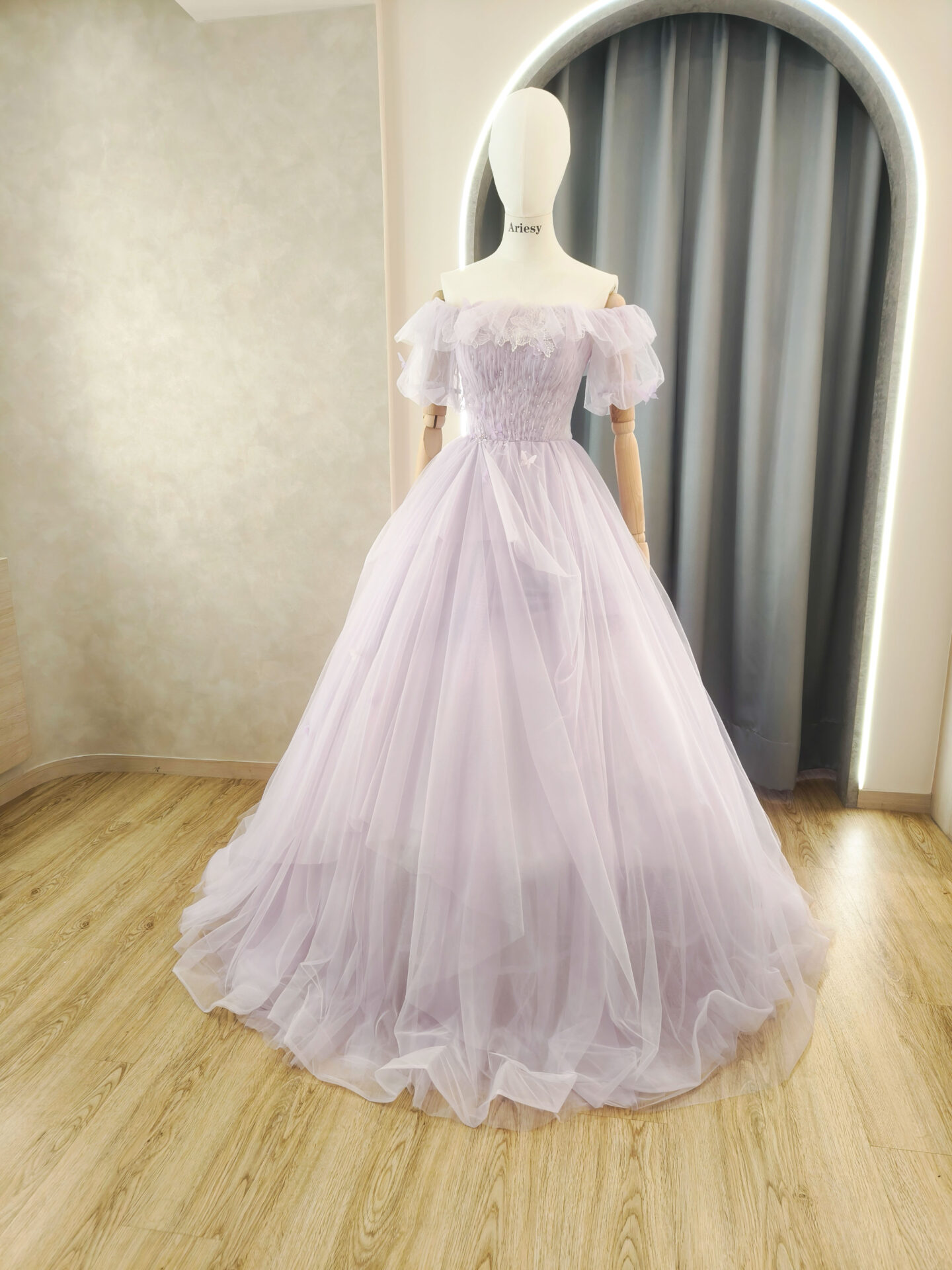 愛瑞思禮服,紫色禮服,紫色甜美婚紗,禮服出租,仙女款飄紗禮服