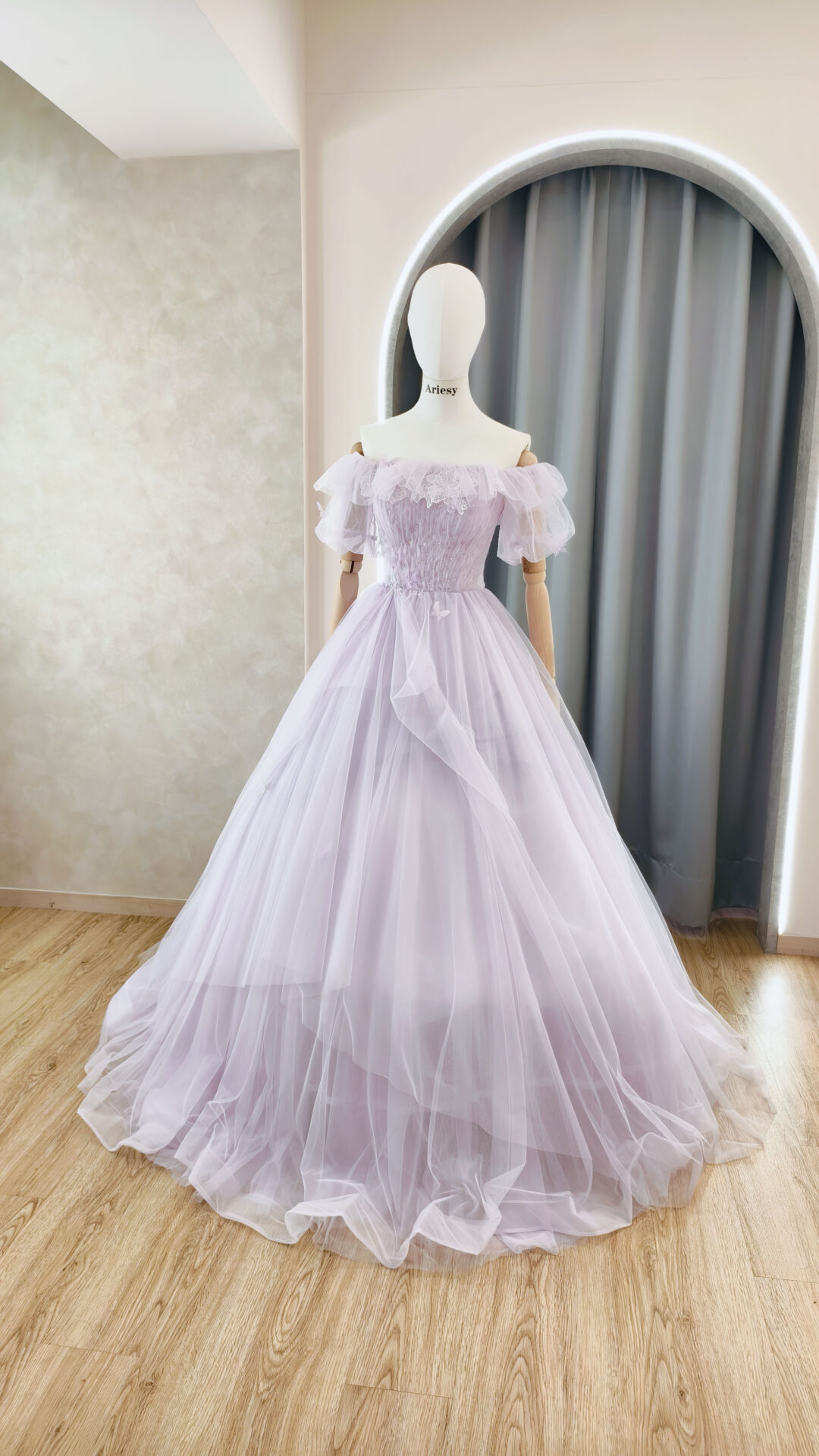 愛瑞思禮服,紫色禮服,紫色甜美婚紗,禮服出租,仙女款飄紗禮服