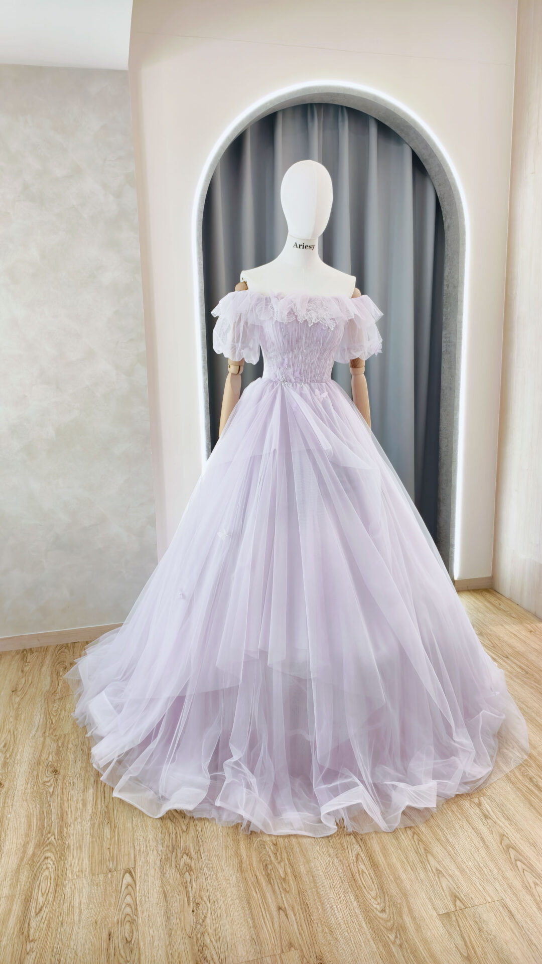 愛瑞思禮服,紫色禮服,紫色甜美婚紗,禮服出租,仙女款飄紗禮服