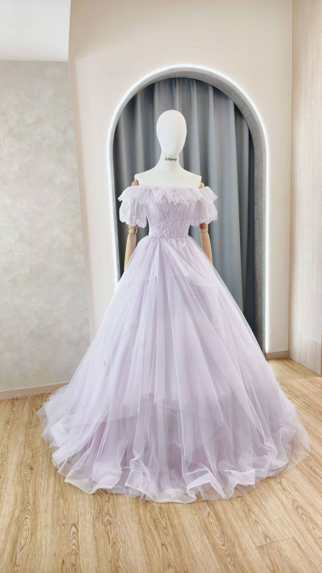 愛瑞思禮服,紫色禮服,紫色甜美婚紗,禮服出租,仙女款飄紗禮服
