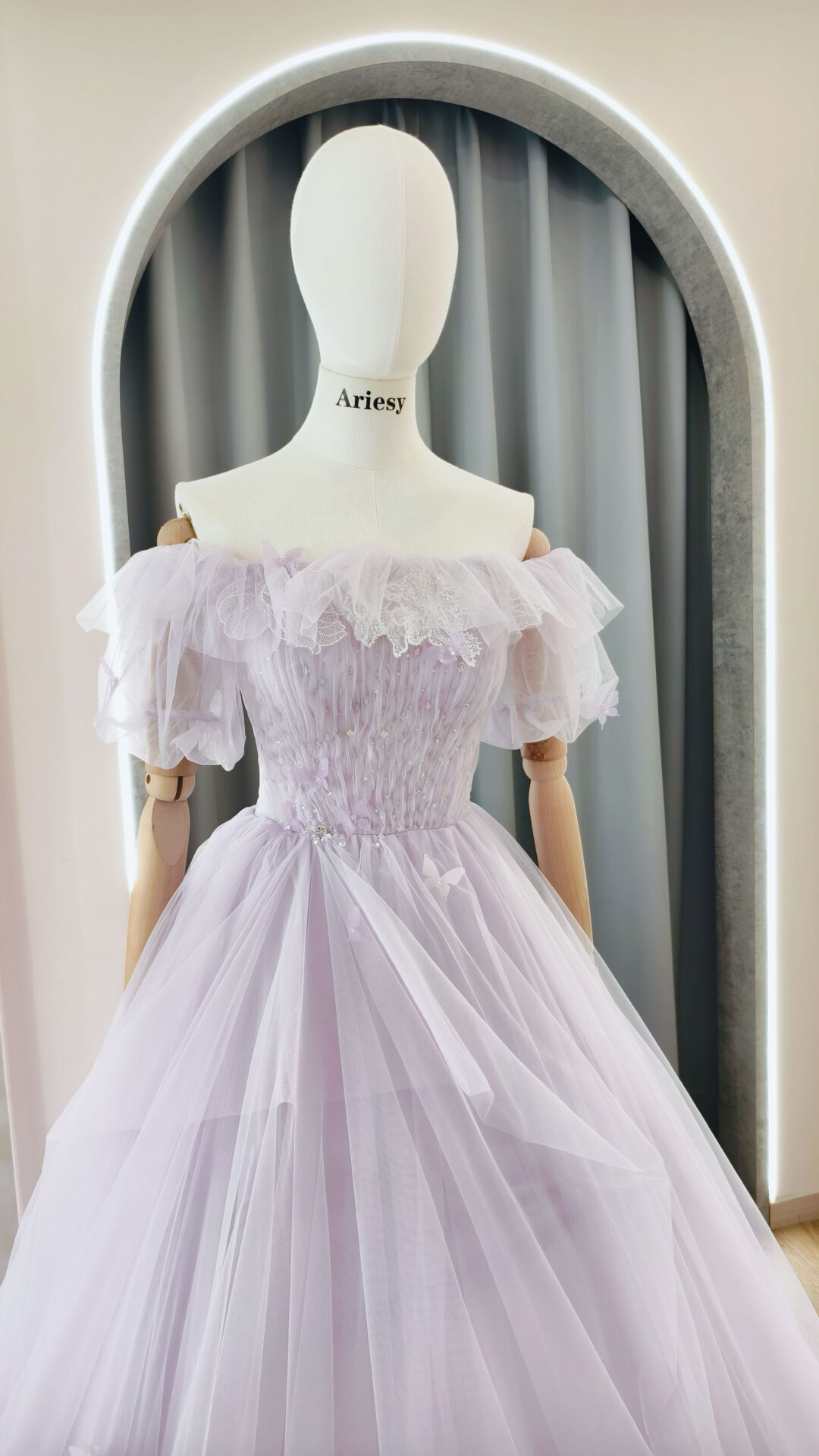 愛瑞思禮服,紫色禮服,紫色甜美婚紗,禮服出租,仙女款飄紗禮服
