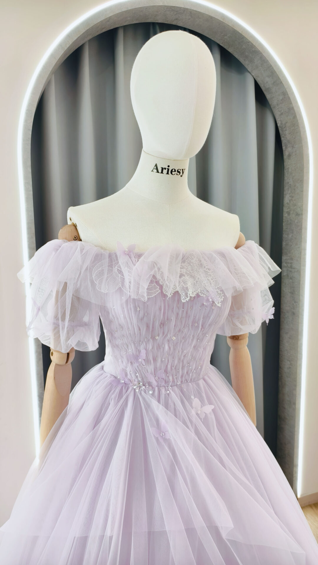 愛瑞思禮服,紫色禮服,紫色甜美婚紗,禮服出租,仙女款飄紗禮服