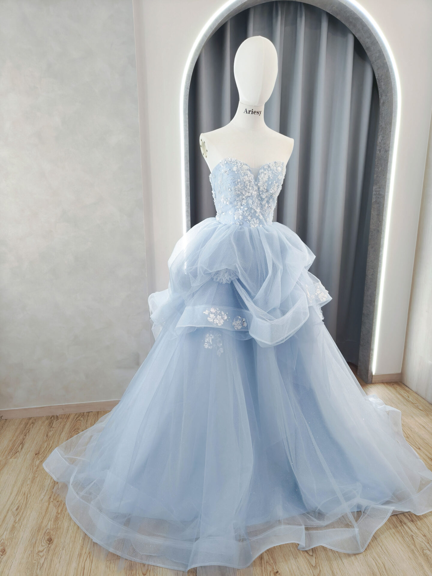 藍色敬酒送客婚紗禮服,台北宴客禮服租借,Ariesy愛瑞思婚紗推薦,婚禮宴客禮服婚紗,婚紗工作室推薦,北部婚紗攝影包套,禮服出租,水藍色多層次夢幻禮服,寶寶藍婚紗